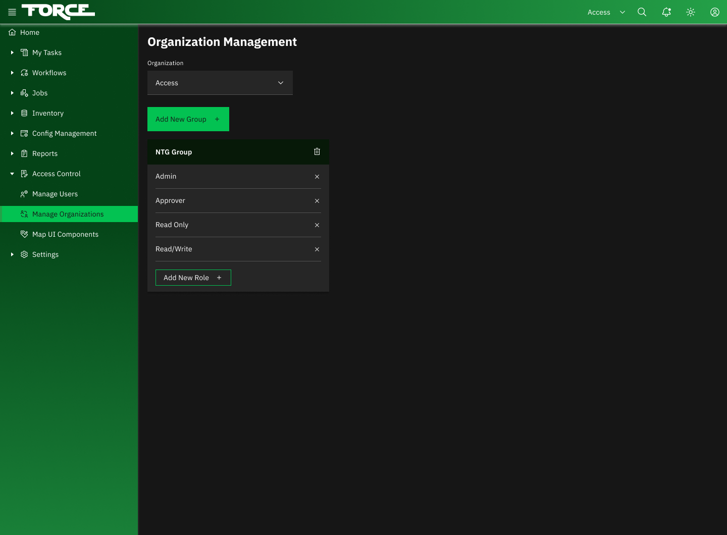 Organization roles management